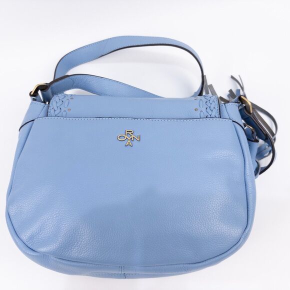 Oryany Amanda Italian Leather Saddle Bag Light Blue NWOT Crossbody - Picture 2 of 12